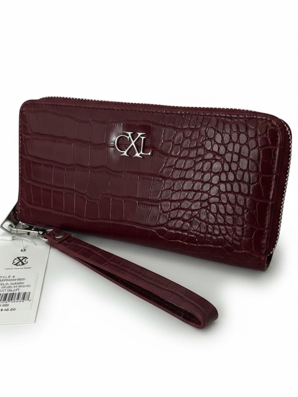 CXL Christian Lacroix New Kara Croco Zip Around Wristlet Wallet NWT Red $48 MSRP